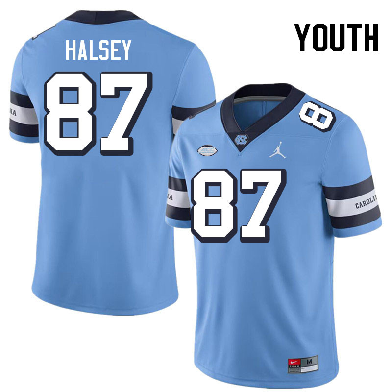 Youth #87 Cort Halsey North Carolina Tar Heels College Football Jerseys Stitched-Throwback